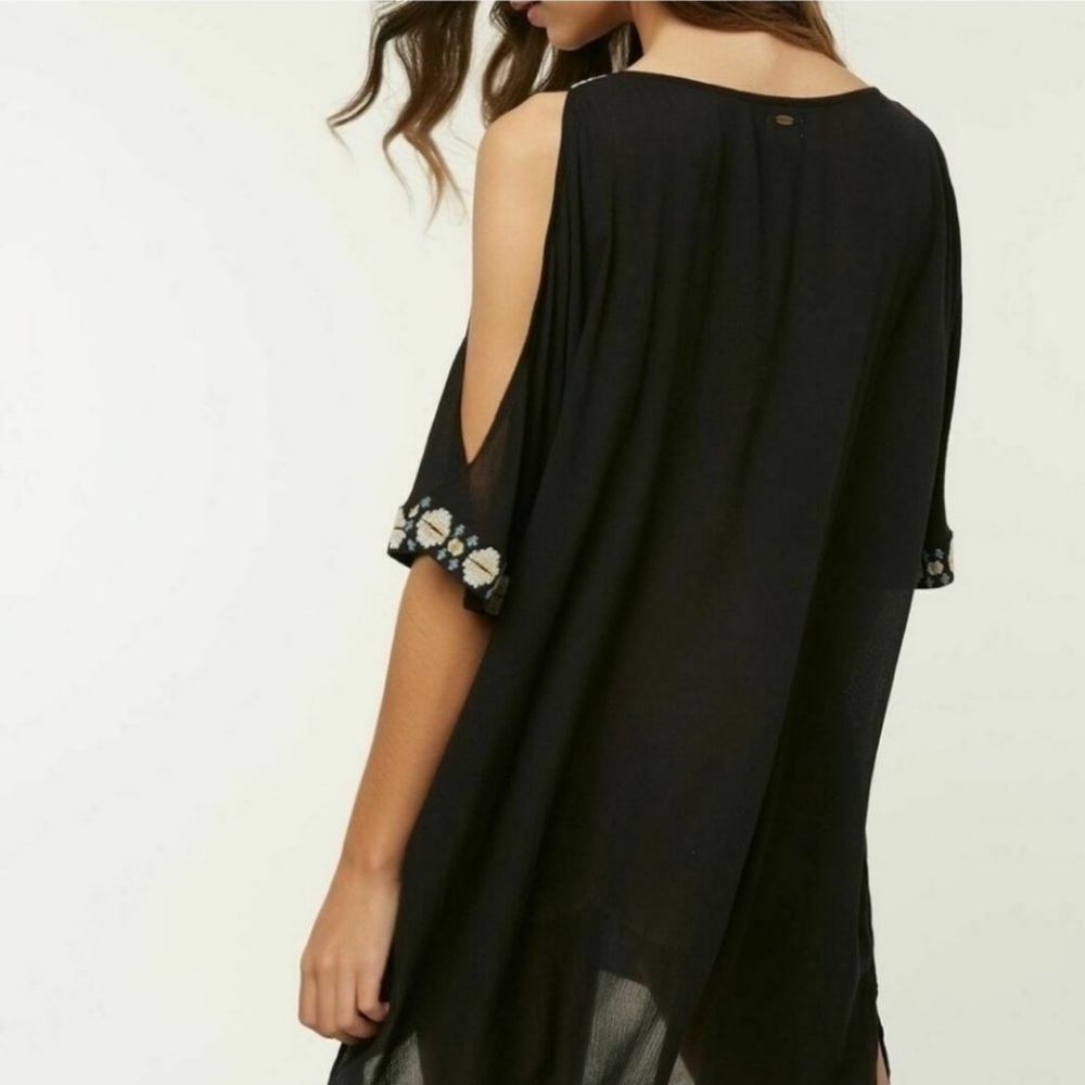 NWT O’Neill Frances Swim Cover Up Resort Beach Black XS Embroidered Macy’s - Picture 2 of 14
